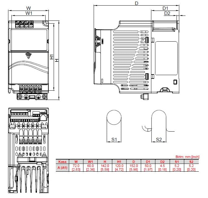 Delta VFD007E21T – VFD-E Serisi 0,75 kW Frekans İnvertörü