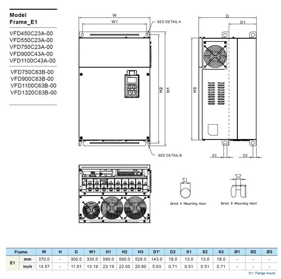 DELTA VFD1100C43A-00 - C2000 PLUS 110kW Hız Kontrol Cihazı