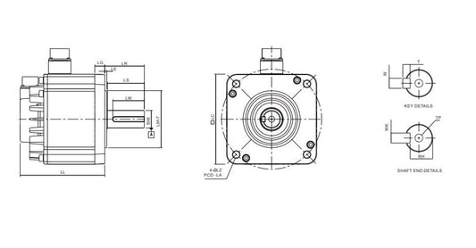 DELTA - ECMA-L11830RS | 3kW 19,1Nm 1500rpm Artımsal Servo Motor