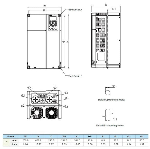 DELTA - VFD220C43A-21 | C2000 PLUS Serisi 22kW Hız Kontrol Cihazı