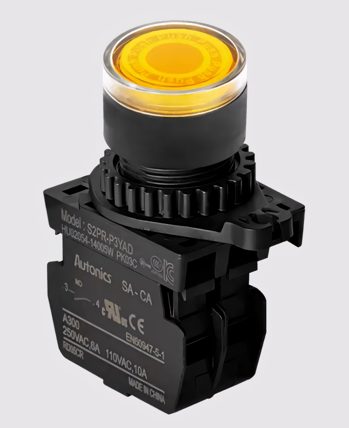 AUTONICS - S2PR-P3YADM - BUTON IŞIKLI START ÇAP 22mm SARI 1NA 10-30Vac/dc
