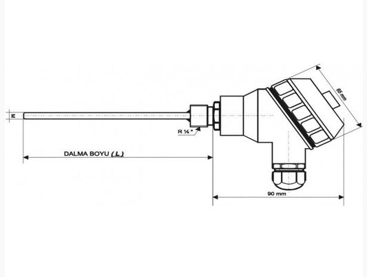 EMKO RTKR-M08-L100.2 - Termokupl Kafalı 2xPT100