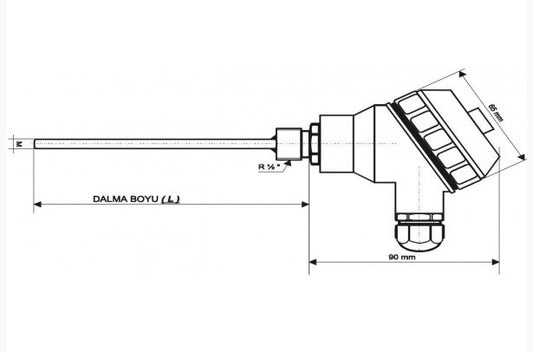 EMKO RTKR-M08-L200.1 316K - Termokupl Kafalı PT100 Sıcaklık Sensörü