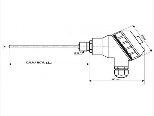 EMKO - RTK-M08-L150.1 - TERMOKUPL KAFALI 1XPT100 ÇAP 8MM BOY 15CM
