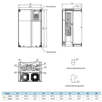 DELTA - VFD220C43A-21 | C2000 PLUS Serisi 22kW Hız Kontrol Cihazı