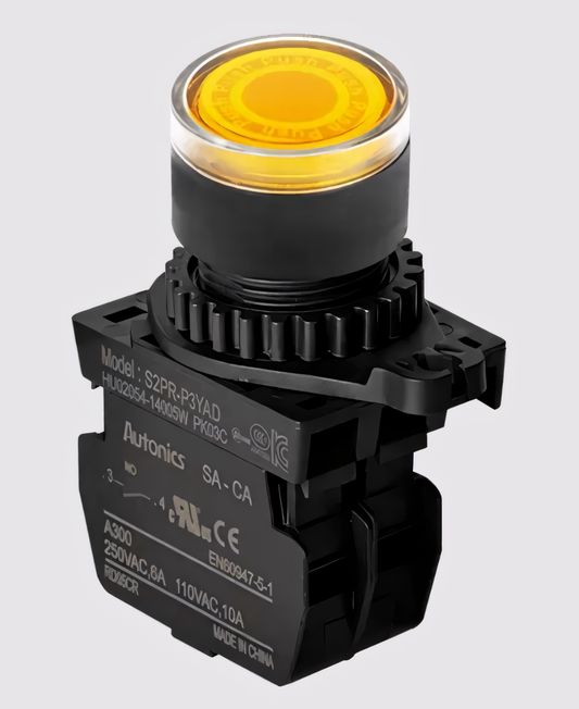 AUTONICS - S2PR-P3YADM - BUTON IŞIKLI START ÇAP 22mm SARI 1NA 10-30Vac/dc