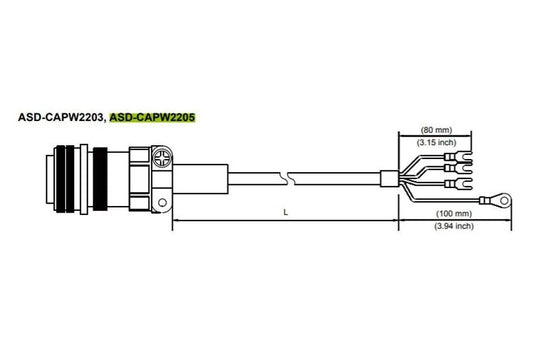 Delta ASD-CAPW2205 – ASDA-A2 Servo Motor Güç Kablosu, 3.5–5kW, 5 Metre