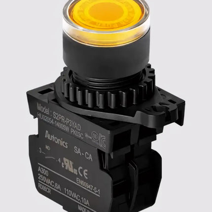AUTONICS - S2PR-P3YADM - BUTON IŞIKLI START ÇAP 22mm SARI 1NA 10-30Vac/dc