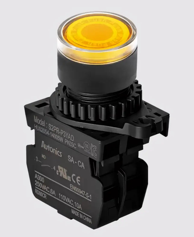 AUTONICS - S2PR-P3YADM - BUTON IŞIKLI START ÇAP 22mm SARI 1NA 10-30Vac/dc