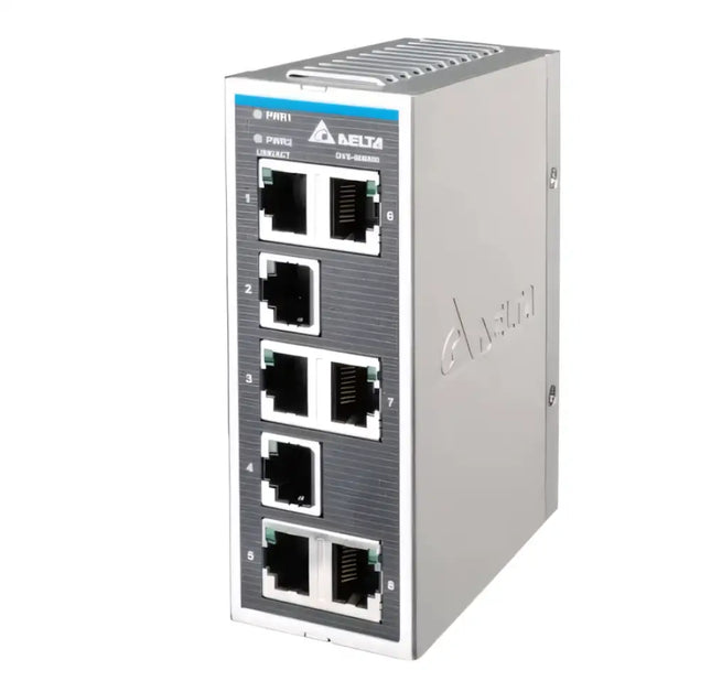 Delta DVS-008R00 8 Port Endüstriyel Unmanaged Ethernet Switch – DIN Ray & Duvar Tipi