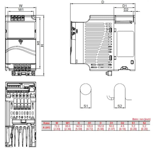 DELTA - VFD015E21A - VFD-E 1,5kW HIZ KONTROL 1F/3F