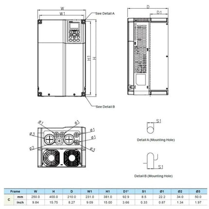 DELTA - VFD220C43A-21 | C2000 PLUS Serisi 22kW Hız Kontrol Cihazı