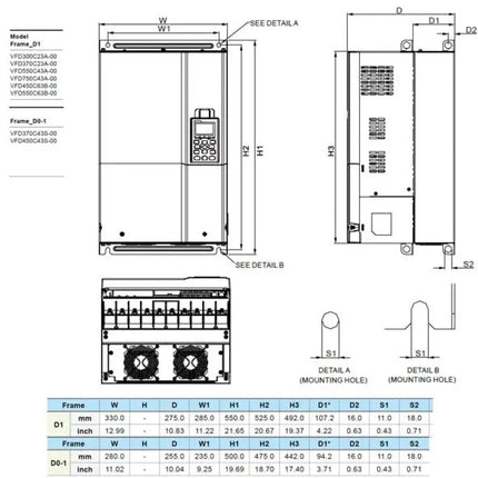 DELTA VFD550C43A-00 – C2000 PLUS Serisi 55kW Frekans İnvertörü