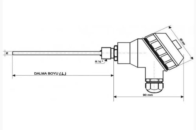 EMKO RTKR-M08-L200.1 316K - Termokupl Kafalı PT100 Sıcaklık Sensörü